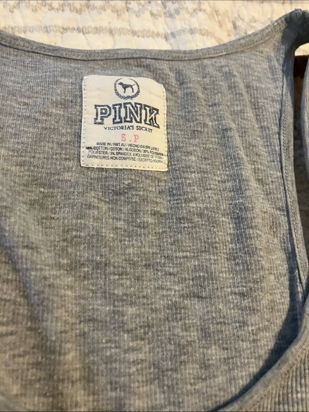 PINK Victoria's Secret Heather Gray Ribbed Crewneck Sweater